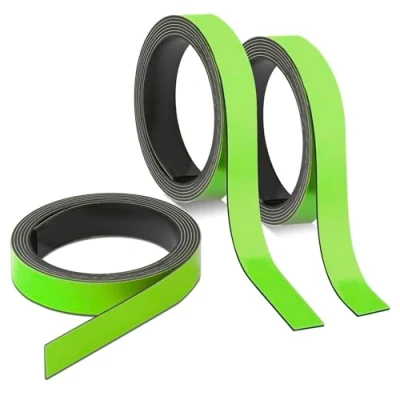 Afbeelding van 3x magneetstrips groen I ca. 1 cm x m magneetband om te markeren op whiteboards opbergrekken kalender magneet etiketten mag_236