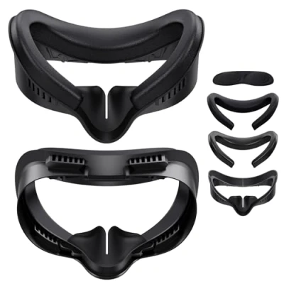 Afbeelding van Face Cover Pad Facial Interface voor Meta/Oculus Quest 3S, VR gezichtsinterface, houder, PU leer, schuim, gezichtsafdekking, compatibel met vervanging gezichtspad Quest3S (zwart)