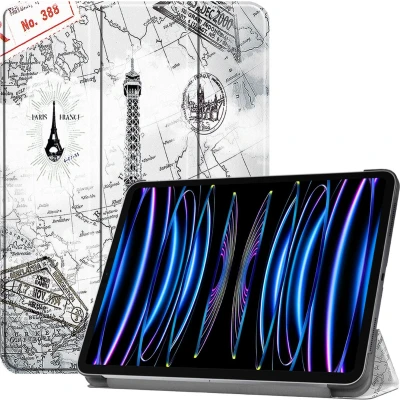 Afbeelding van Case2go Tablet hoes geschikt voor Apple iPad Pro 11 (2024) Tri fold Auto/Wake functie Eiffeltoren