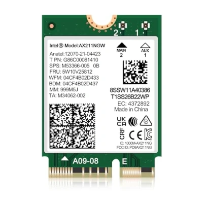 Afbeelding van WiFi 6E Wireless Card AX211 NGW. Ondersteunt alleen CNVio2 protocol en 12/13e generatie CPU, Bluetooth 5.3, Tri Band 5400Mbps, Network Adapter for Laptop Support Windows 10/11 (64 bit), Linux.