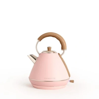 Afbeelding van CREATE Waterkoker Retro 2200 Watt 1,7 Liter RVS BPA vrij Elektrisch Pastelroze Kettle L