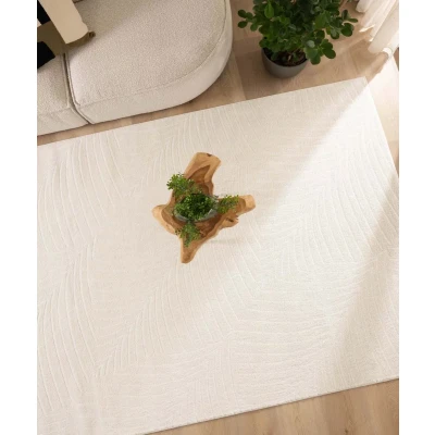 Afbeelding van Scandinavisch Tapijt/Vloerkleed Contour Leaf Crème 80x150 Cm