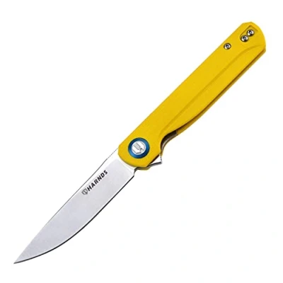 Afbeelding van Harnds Wind Vouw Zakmes Flipper Sandvik 14C28N Lemmet G10 Handgreep Keramische Kogellager Outdoor Camping Survival en EDC Mes (Geel)