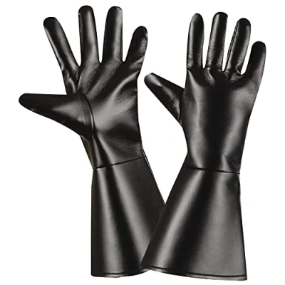 Afbeelding van Widmann Wilde Westen Kostuum Handschoenen Lederlook, Volwassen Zwart Carnavalskleding Verkleedkleding
