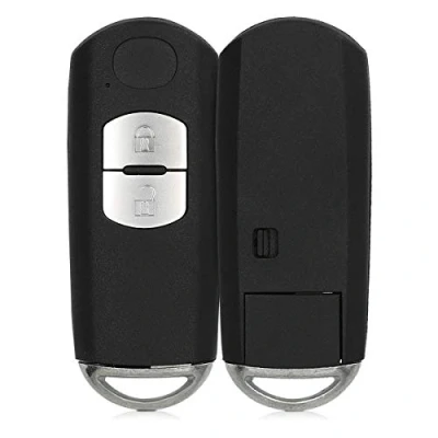 Afbeelding van kwmobile autosleutelcover compatibel met Mazda 2 knops Keyless Go autosleutel vervangende sleutelbehuizing zonder transponder zwart