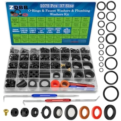 Afbeelding van ZDBB 3 in 1 37 maten, slangafdichtingen en kraan O ringen, 1075 delige universele rubberen reparatieset voor keukenkraan, luchtslang