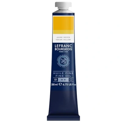 Afbeelding van Lefranc Bourgeois 301841 Fijne olieverf van uitstekende kwaliteit, lichtecht met een gelijkmatige consistentie, tube 200 ml, ideaal voor spieraammen, canvas, schilderbord Indisch geel