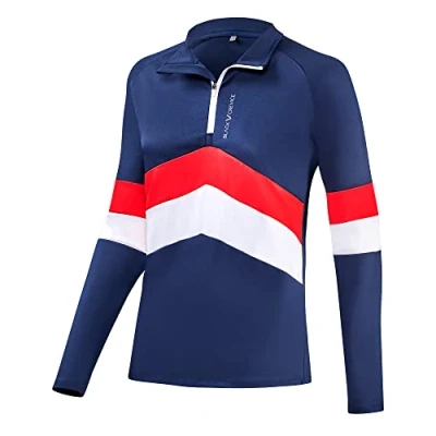 Afbeelding van Black Crevice Dames Zipper functioneel shirt, marineblauw/rood, 40