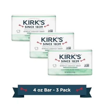 Afbeelding van Kirk&#039;s Natural Original Coco Castile Soap with Aloe Vera 3 pack