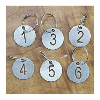 Afbeelding van Sourcemall Genummerde Tags met Sleutelhanger Roestvrij Staal Cirkel Diameter 3cm (1 25)