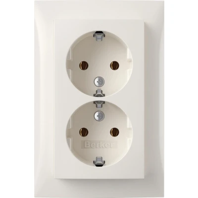 Afbeelding van Berker S1 contactdoos inbouw 2 voudig randaarde polarwit blister 54.003.51