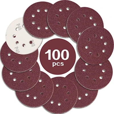 Afbeelding van STEBRUAM 100 Stks Schuurschijven 125mm korrel 40, schuurpapier Pads 8 gaten voor Excentrische Schuurmachine
