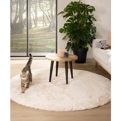 Afbeelding van Rond Hoogpolig Vloerkleed Comfy Plus Crème 230 Cm
