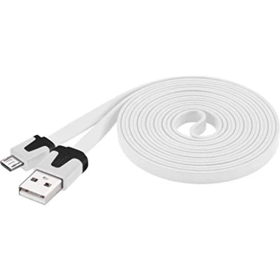 Afbeelding van PremiumCord USB Micro PVC platte aansluitkabel 2m, A stekker op B stekker, 2.0 High Speed datakabel, 2x afgeschermd, AWG28, kleur wit, lengte 2m
