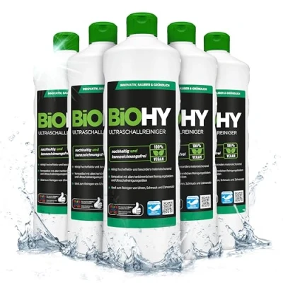 Afbeelding van BiOHY Ultrasone reiniger (6 x 1l Fles) intensieve en milde reiniging van glazen, goud, munten sieraden CONCENTRATE voor ultrasoonbad (Ultraschallreiniger)