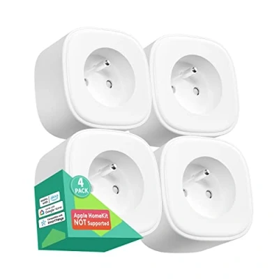 Afbeelding van Meross Wifi stopcontact (type E), intelligent stopcontact, compatibel met Alexa, Google Home en SmartThings, programmeerbaar, afstandsbediening, 4 stuks