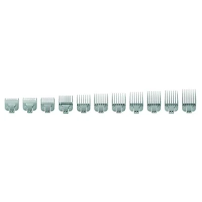Afbeelding van Andis Klikmesopzetkammen 11/delige kammenset Geschikt voor tondeuse, professioneel gebruik, gemakkelijk schoon te maken, duurzaam maten 0,01&quot;, 0,5&quot;, 1&quot;, 1,5&quot;, 2&quot;, 3&quot;, 4&quot;, 5&quot;, 6&quot;, 7&quot;,