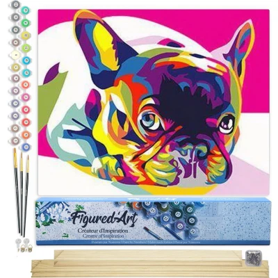 Afbeelding van Figured&#039;Art Schilderen op Nummer Volwassenen canvas Carlin Pop art Handwerk acrylverf Kit DIY Compleet 40x50cm met houten lijst