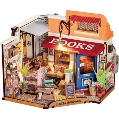 Afbeelding van Robotime Rolife Corner Bookstore DG164 Knutselen DIY Miniatuur Hobby Miniatuurhuisje Creatief