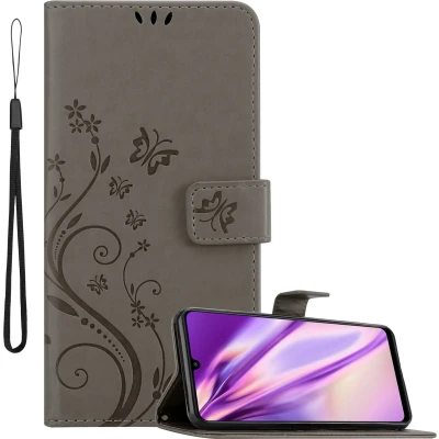 Afbeelding van Cadorabo Hoesje geschikt voor Samsung Galaxy A22 4G / M22 M32 in Bloemen GRIJS Beschermhoes Case Cover