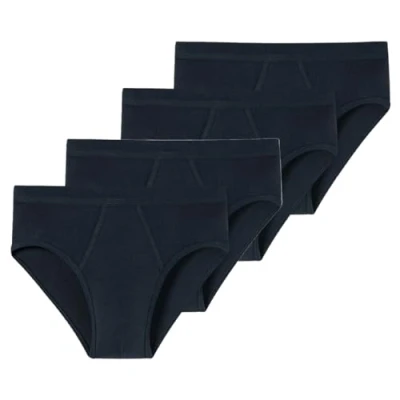 Afbeelding van Schiesser Herenslips met gulp, fijne rib, wit, 4 pack, blauw (815), 3XL