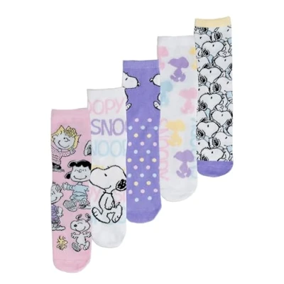 Afbeelding van United Labels The Peanuts Snoopy Sokken voor dames, sneakerkousen, 38 43 (verpakking van 5 stuks), Meerkleurig, EU
