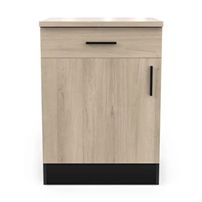 Afbeelding van Onderkast Romanie 60 cm 1 lade, draaideur en legplank Kronberg eik/matzwart