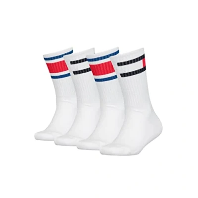 Afbeelding van Tommy Hilfiger Uniseks crew sokken voor kinderen (set van 4), wit, 31 34