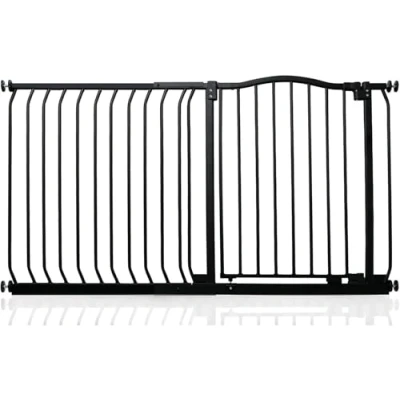 Afbeelding van Safetots Traphekje met Gebogen Bovenkant Assortiment, 134cm 143cm (69 opties beschikbaar), Mat Zwart, Drukbevestiging Traphekje, Babyhekje voor Deuren Gangen en Ruimtes, Veiligheidsbarrière, Eenvoudige Installatie