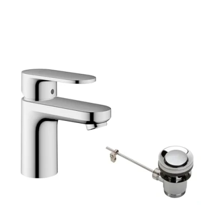 Afbeelding van Hansgrohe vernis blend wastafelmengkraan 70 brass met pop up afvoer trekstang chroom 71557000