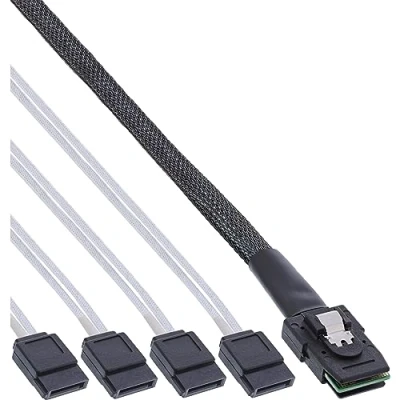 Afbeelding van InLine® SAS connector kabel, Mini SFF8087 naar 4x SATA, Crossover, OCF, 0,5m