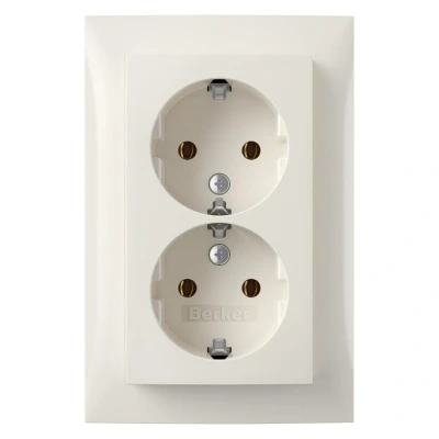 Afbeelding van Berker S1 contactdoos inbouw 2 voudig randaarde polarwit los 66.033.51