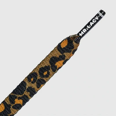 Afbeelding van Mr. Lacy Printies Leopard Brown/Black 130cm lang 10mm breed