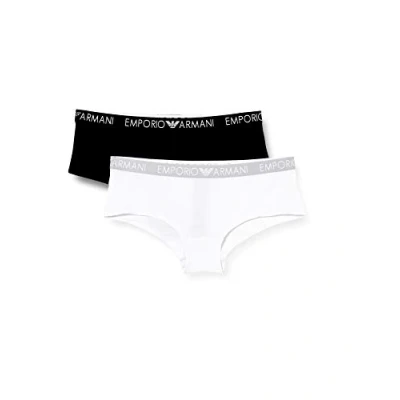 Afbeelding van Emporio Armani Bi Pack Cheeky Pants Iconic Cotton Ondergoed (2 stuks), wit/zwart, XS