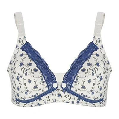 Afbeelding van Zerodis voedingsbeha Floral Lace katoen open voorkant voor zwangere vrouwen Dameskleding zonder stalen ringen (40/90 blauw)