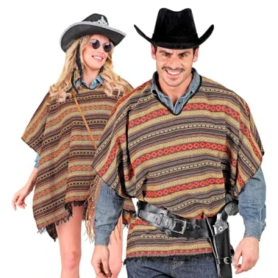 Afbeelding van Widmann Spaans &amp; Mexicaans Kostuum Mexicaanse Boho Poncho Bruin One Size Carnavalskleding Verkleedkleding
