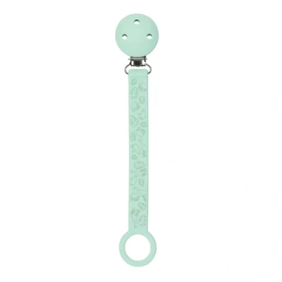 Afbeelding van Nattou Silicone Fopspeenketting met Universele Bevestiging 21 cm Munt Groen Patroon