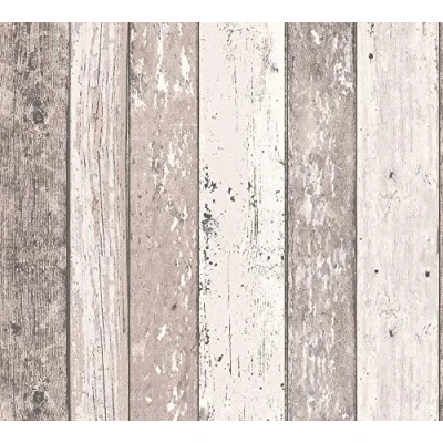 Afbeelding van Leen Bakker A.S. CrÃ ation Behang Houtlook En ̈me 53cm X 10,05 M AS855053 Beige Vinyl Création