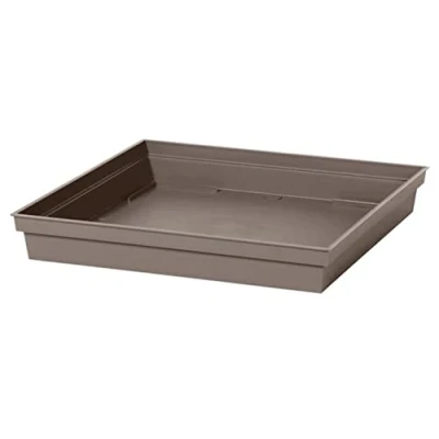 Afbeelding van Bloempot kunststof onderschaal Toscane taupe vierkant L27 x B27 H4 cm Plantenpotten