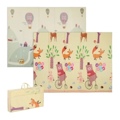 Afbeelding van Relaxdays speelmat baby opvouwbaar dubbelzijdig 200 x 150 cm met opbergtas