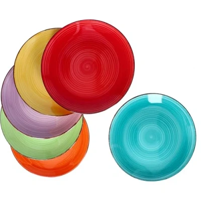 Afbeelding van MamboCat 6 x platte borden, effen, kleurrijk, aardewerk servies voor personen, kleurrijk design, delige bordenset, modern, eetborden, menuborden, serveerschaal, tafelaccessoires,