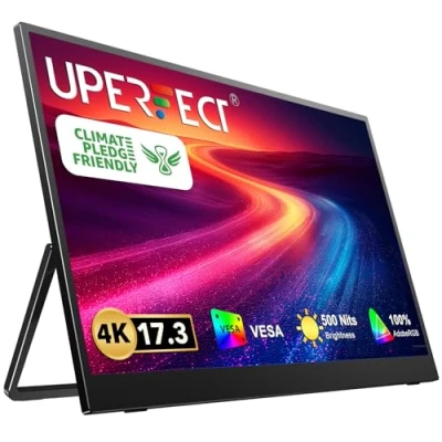Afbeelding van Draagbare Monitor 4K 17 Inch UPERFECT Mobiel Display met 3840 * 2160 1500:1 Contrastverhouding 500 Nits Helderheid IPS Scherm HDMI 2 USB C voor Laptop PC Macboo Xbo PS4/5 Switch, VESA compatibel