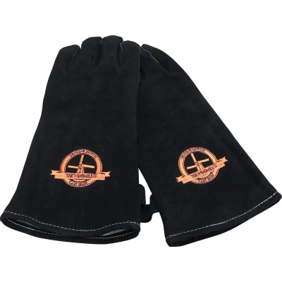 Afbeelding van The Windmill Cast Iron Leren BBQ Handschoenen set van 2 stuks Kevlar gestikt Hittebestendig
