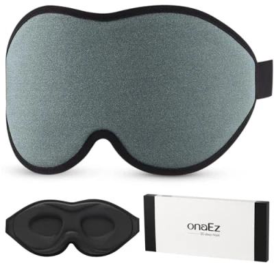 Afbeelding van 3D slaapmasker voor heren en vrouwen, beterd volledig licht blokkerend oogmasker, 12 mm diepe oogholten &amp; verhoogde neuspads slaapbril van zijde irriterend, dutje