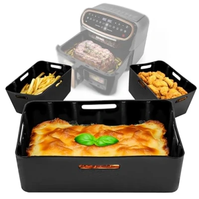 Afbeelding van Duronic AFL3 3x Siliconen Liners voor Airfryer antiaanbak Stukken inzetstuk Air Fryer Pot compatibel met AF34 AF24 en andere dual zone Heteluchtfriteuse Luchtfriteuse