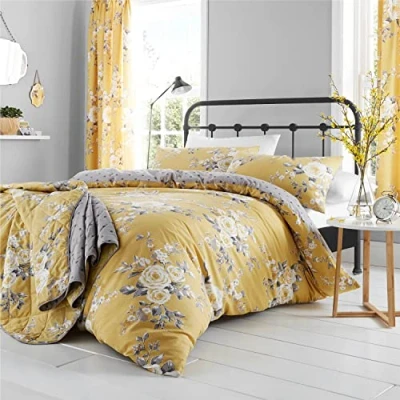 Afbeelding van Catherine Lansfield Canterbury Easy Care tweepersoons dekbedovertrekset Ochre