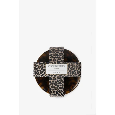 Afbeelding van Bruine onderzetters met leopard print