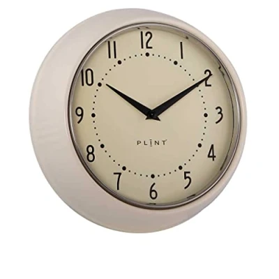 Afbeelding van PLINT Retro Wall Clock Silent Non Ticking Decorative Cream Color Clock, Style Decoration for Kitchen Living Room Home, Office, School, Easy to Read Large Numbers