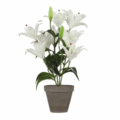 Afbeelding van Tijgerlelie Kunstplant in Bloempot Stan H47 x Ø45 cm Wit