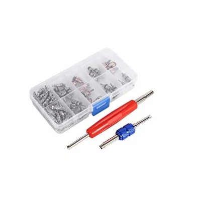 Afbeelding van 102 stks Auto Airconditioner Ventiel Accessoires A/C R134a/R12 Koeling Band Cores Tool Kit met Double Head Remover Installer Assortiment